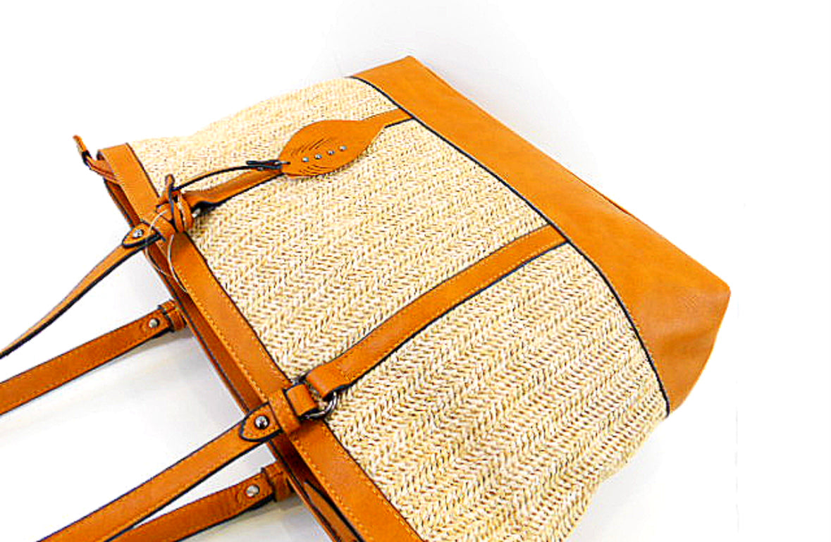 Grand sac à main effet paille Mes plaisirs parfumés