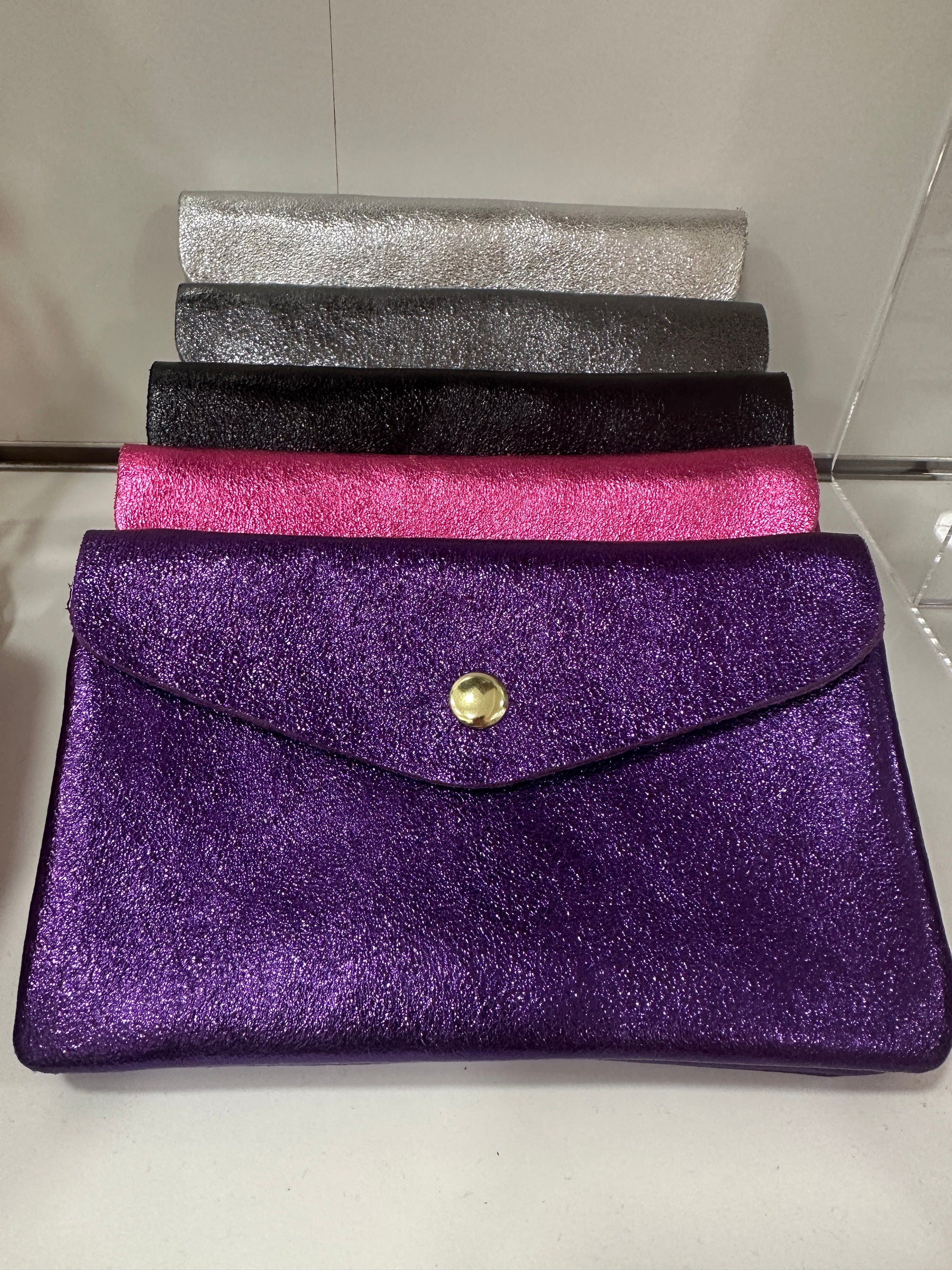 Portefeuille en cuir irisé