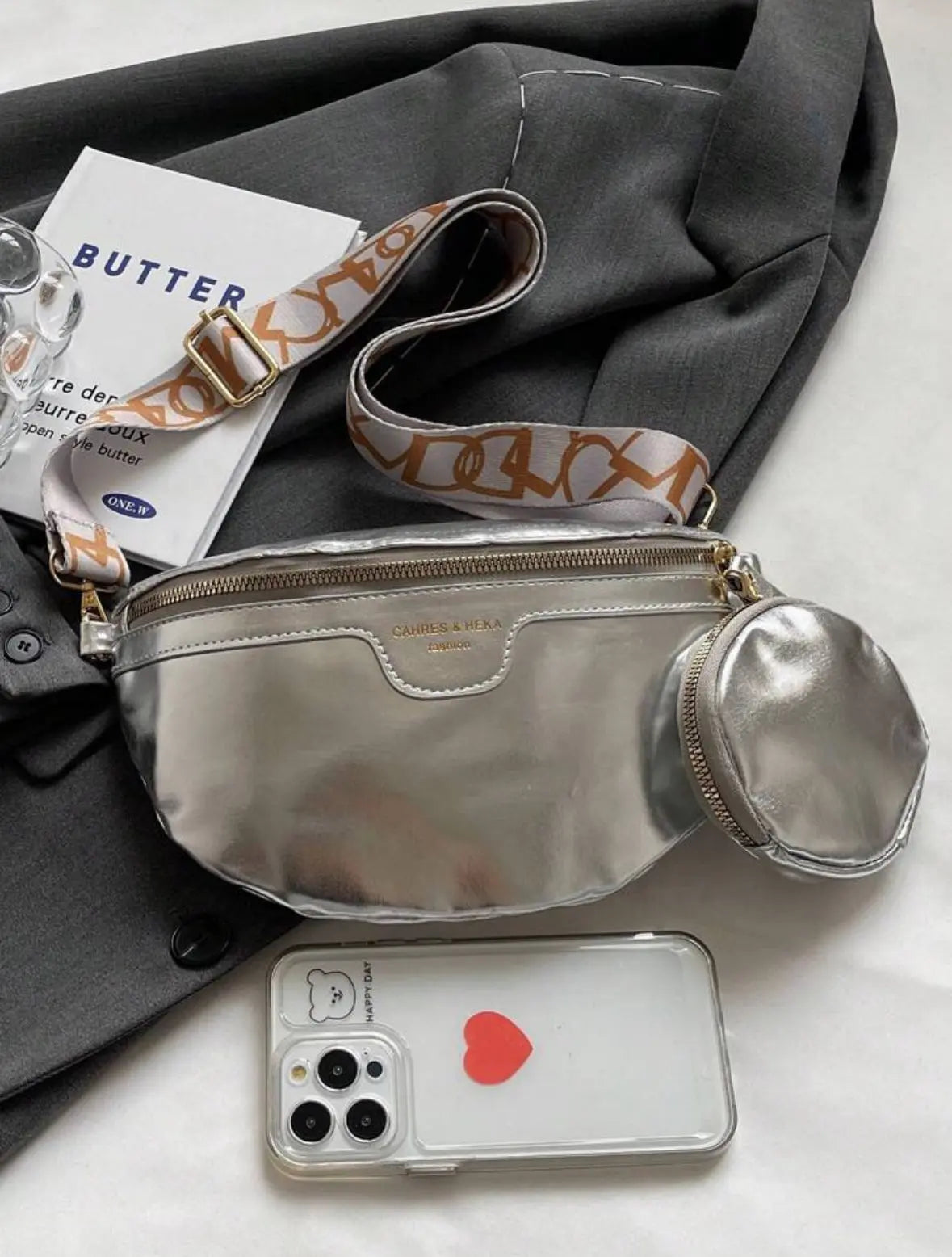 Sac banane métallisé + porte-monnaie assorti Mes plaisirs parfumés